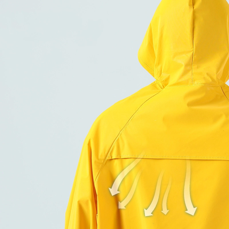 Fashion Design Waterproof Jacket Hooded PVC Polyester Long Raincoat