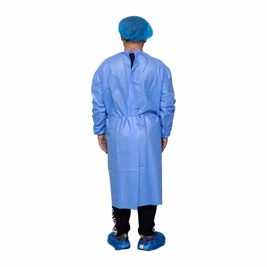 Medical Supplies Disposable Blue SMS Medical Gown Isolation Gown Surgical Gown for Hospital Medical Use
