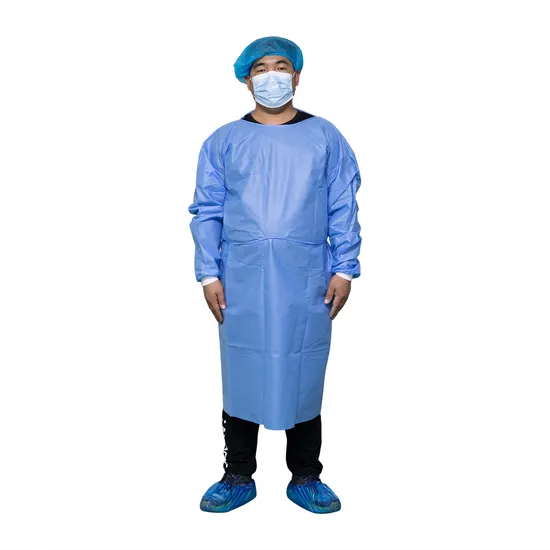 Medical Supplies Disposable Blue SMS Medical Gown Isolation Gown Surgical Gown for Hospital Medical Use