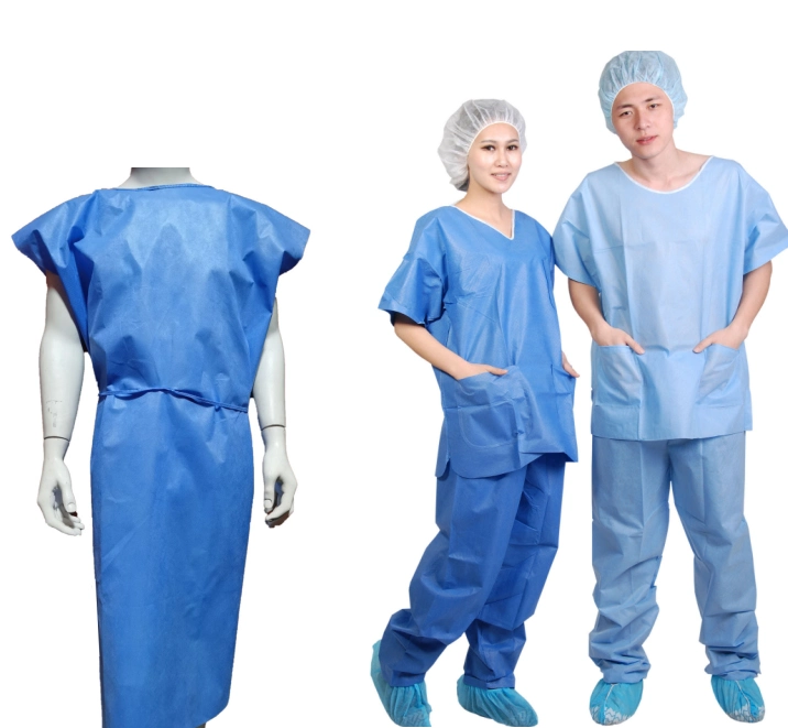 Non Woven SMS Hospital Patient Gown Medical Disposable Pajamas