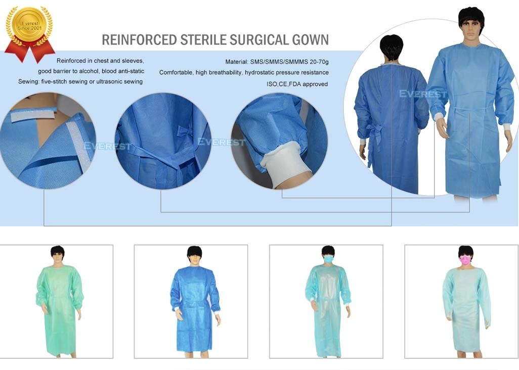 Hospital Use Doctor Sterile Hospital Protector Impervious Standard Medical Surgical Gown Nonwoven Disposable Surgical Gown
