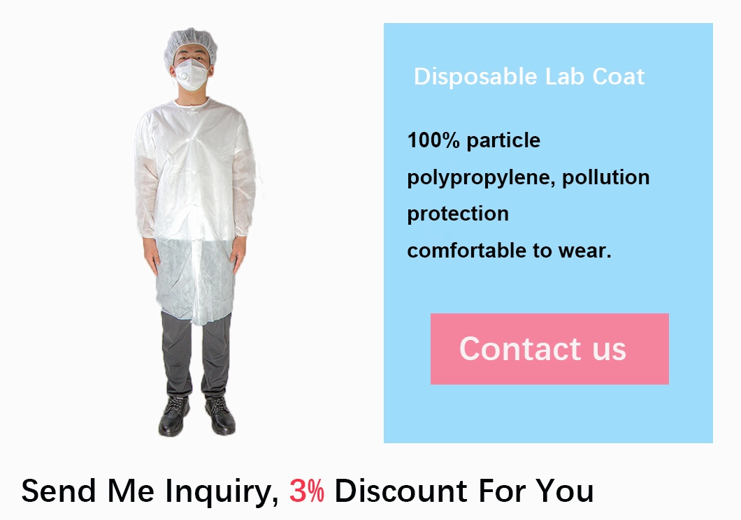 Disposable Lab Coat Professional Polypropylene Laboratory Coat Science Jacket Industrial Visitor Coats with Large Pockets Elastic Cuffs for Kids Adult Classroom