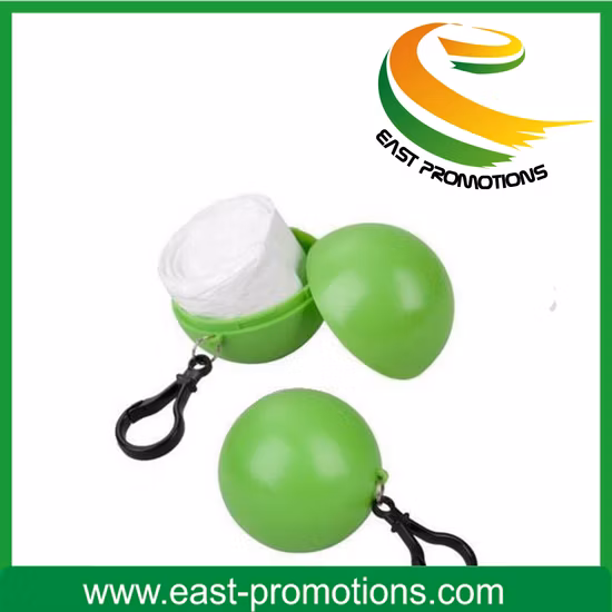 Disposable Poncho Raincoat with Keychain Ball for Promotion