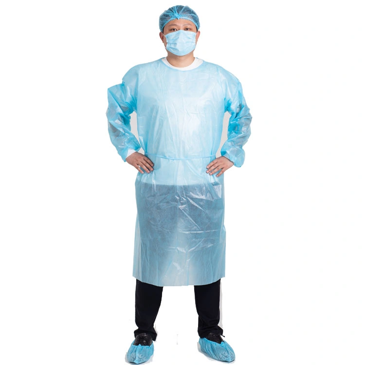 Factory Direct Supply Disposable Non-Woven Surgical Gown SMS Medical Isolation Gown One-Piece Protective Gown with Hood