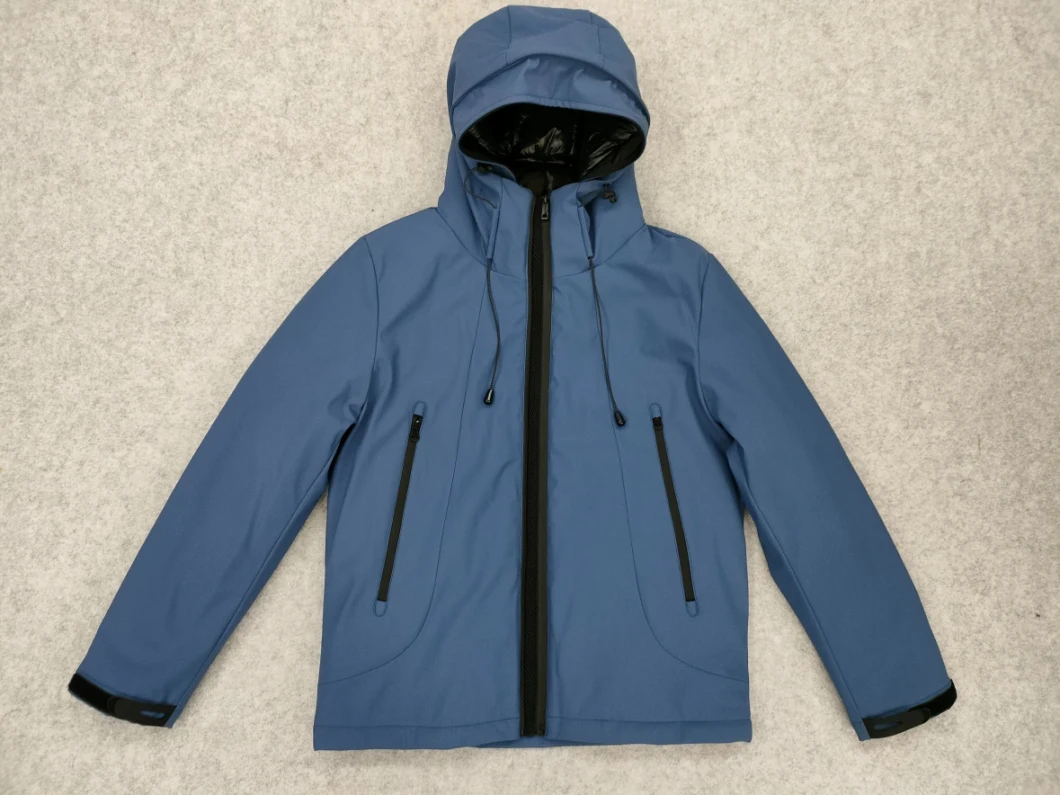 Men&prime;s Spandex-Nylon Technich Sports out Wear Contrast Front Zipper Hoodie Jacket/Rain Coat