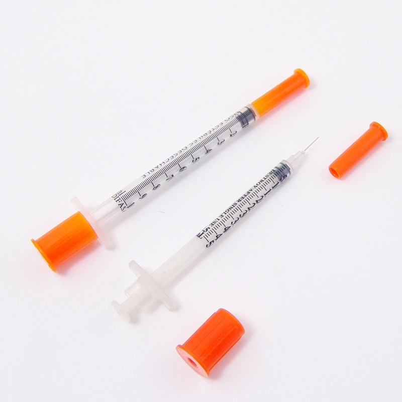 Disposable Medical Cap with Fixed Needle Insulin Syringe
