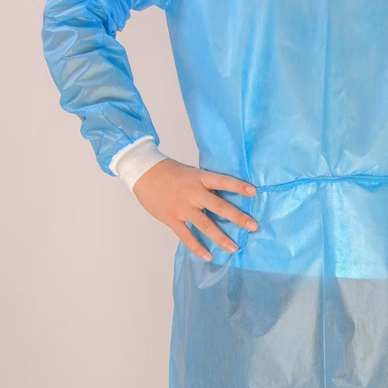 Wholesale Custom Visitor Gown Nonwoven Blouse Medical Doctor PP Disposable Lab Coats Cheap Blue White Lab Coat Uniform