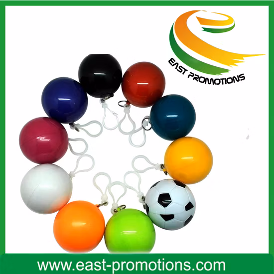 Disposable Poncho Raincoat with Keychain Ball for Promotion