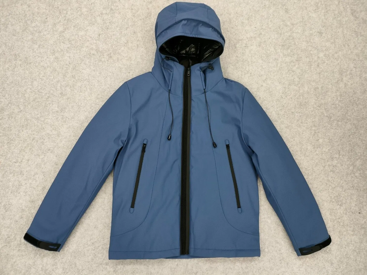 Men′s Spandex-Nylon Technich Sports out Wear Contrast Front Zipper Hoodie Jacket/Rain Coat