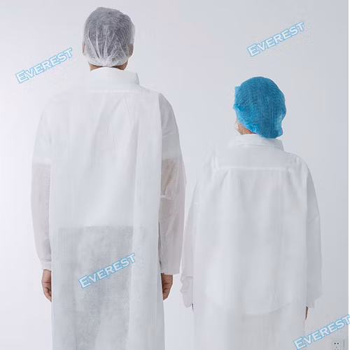 Polypropylene/Nonwoven/PP/SMS/Medical/Surgical/Standard Impervious Protective Visitor Lab Coat Jacket Protective Disposable Lab Coat Dust Coat for Laboratory