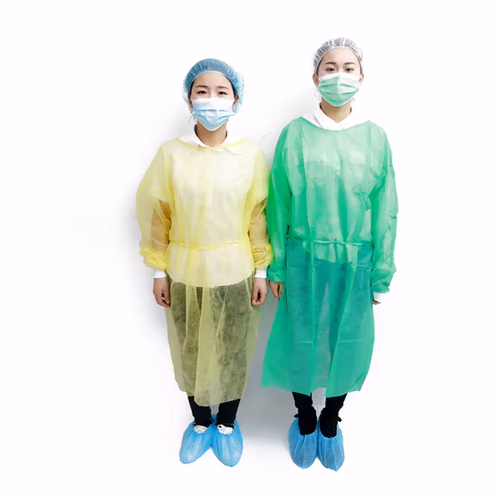 Wholesale Different Size Isolation Gown Non-Woven Blue PP with Knit Cuff Disposable Isolation Gown