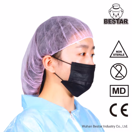 CE Certified Nonwoven Disposable Type Iir En14683 Bfe99% Surgical Medical Black Civil Face Mask with Earloop China White List Supplier